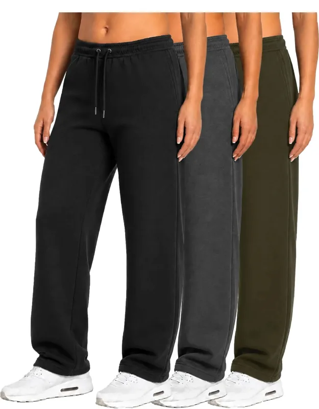 Loose Fit Tech Fleece Performance Sweatpants With Open Bottom - 3 Pack