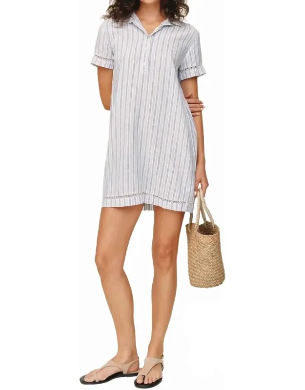 Stripe Short Sleeve Pullover Dress