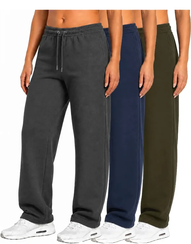 Loose Fit Tech Fleece Performance Sweatpants With Open Bottom - 3 Pack
