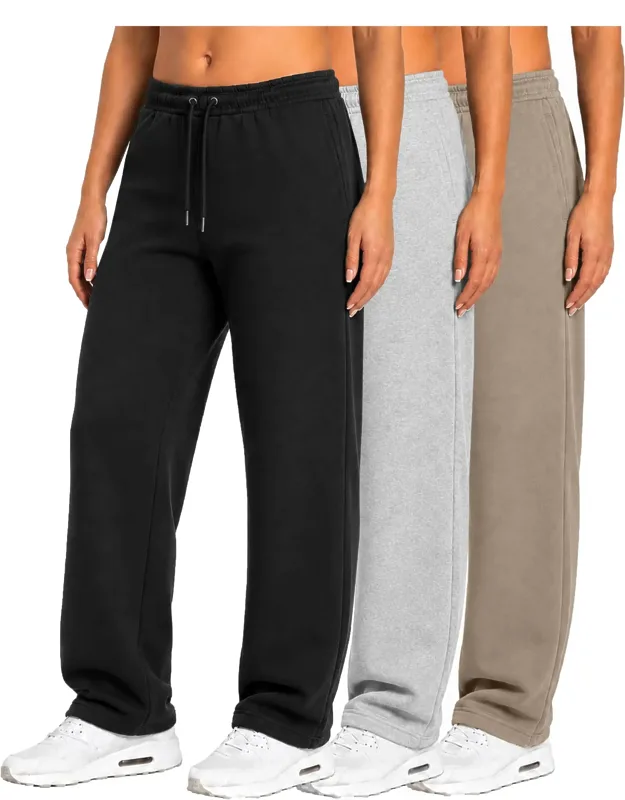 Loose Fit Tech Fleece Performance Sweatpants With Open Bottom - 3 Pack
