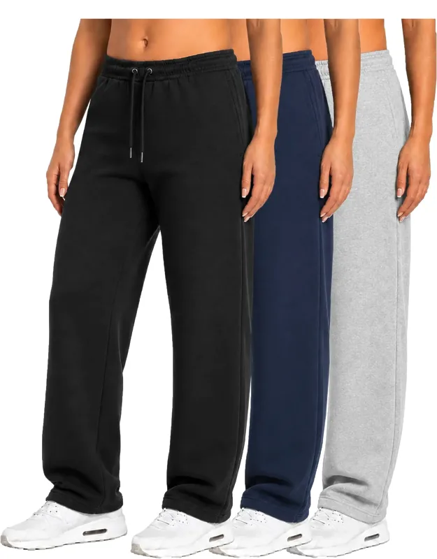 Loose Fit Tech Fleece Performance Sweatpants With Open Bottom - 3 Pack