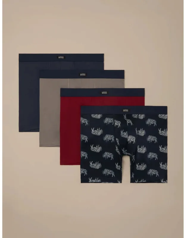4 Pack Soft Boxer Briefs - Ultra Soft Stretch Fabric, Logo-accented Elastic Waistband