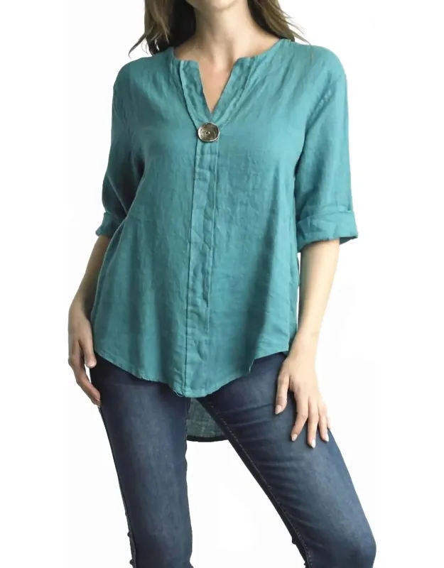 V-neck Elbow Sleeve Tunic