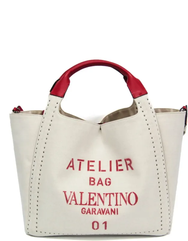 Atelier Leather Canvas Shoulder Tote Bag