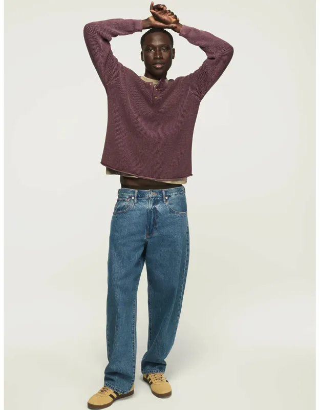 Washed Ottoman Henley Sweater