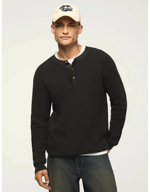 Washed Ottoman Henley Sweater
