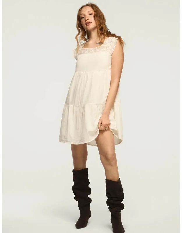 Tiered Lace Sleeve Mini Dress