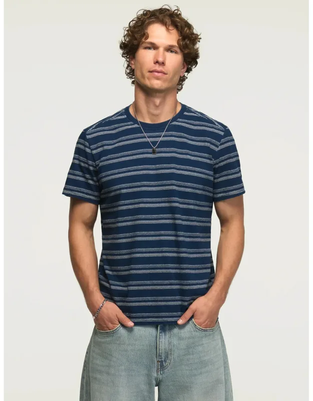 Indigo Stripe Crew One Pocket Tee