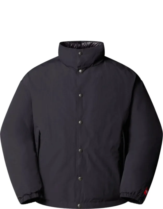 Cropped Down Jacket With High Collar And Snap Closure