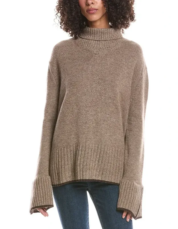 Split Cuff High Neck Sweater