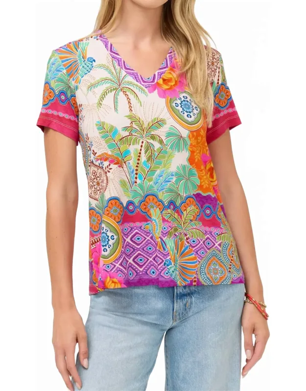 Janie Favorite Short Sleeve V Neck Swing Tee