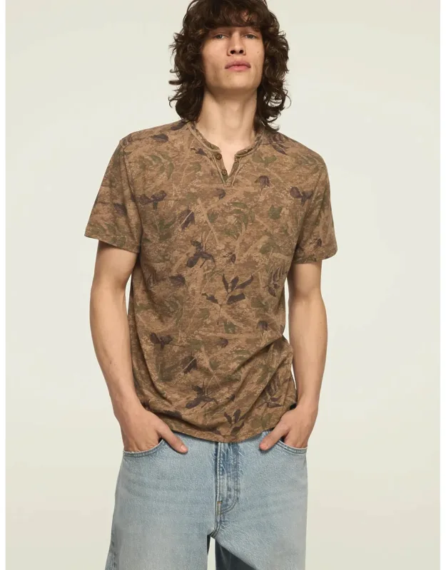 Venice Burnout Field Camo Notch Neck Tee