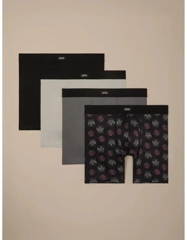 4 Pack Soft Boxer Briefs - Ultra Soft Stretch Fabric, Logo-accented Elastic Waistband