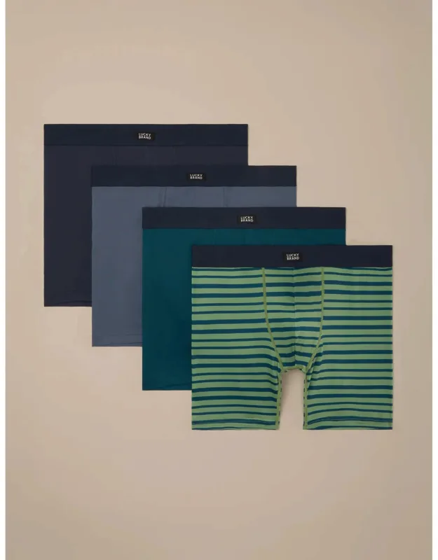 4 Pack Soft Boxer Briefs - Ultra Soft Stretch Fabric, Logo-accented Elastic Waistband