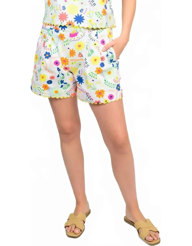 Flores Scallop Hem Shorts