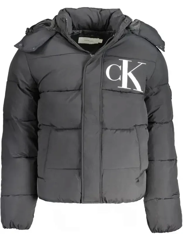 Calvin Klein Nylon Jacket With Removable Hood And Zip Closure
