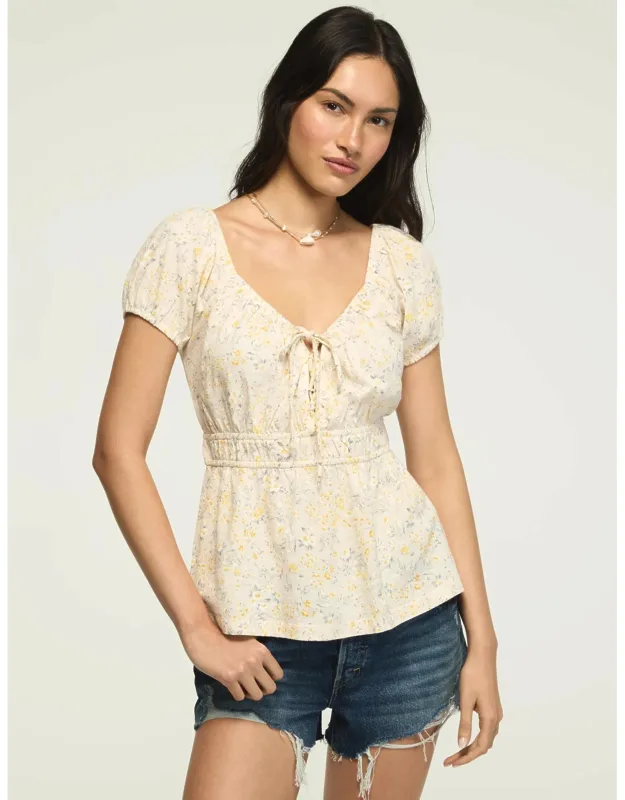 Floral Cinch Short Sleeve Top
