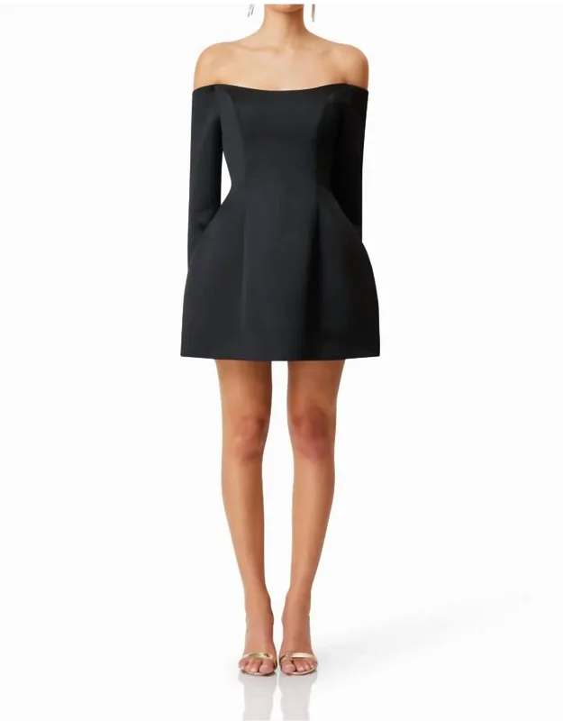 Off The Shoulder Long Sleeve Cocktail Minidress
