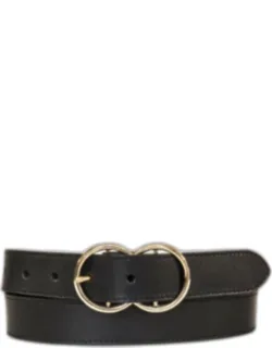 Leather Belt With Double Ring Buckle
