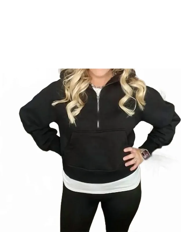 Fleece Half Zip Kangaroo Pocket Sweatshirt
