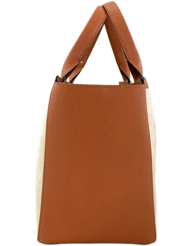 Canvas Leather Shopping Bag Tote Bag (pre-owned)