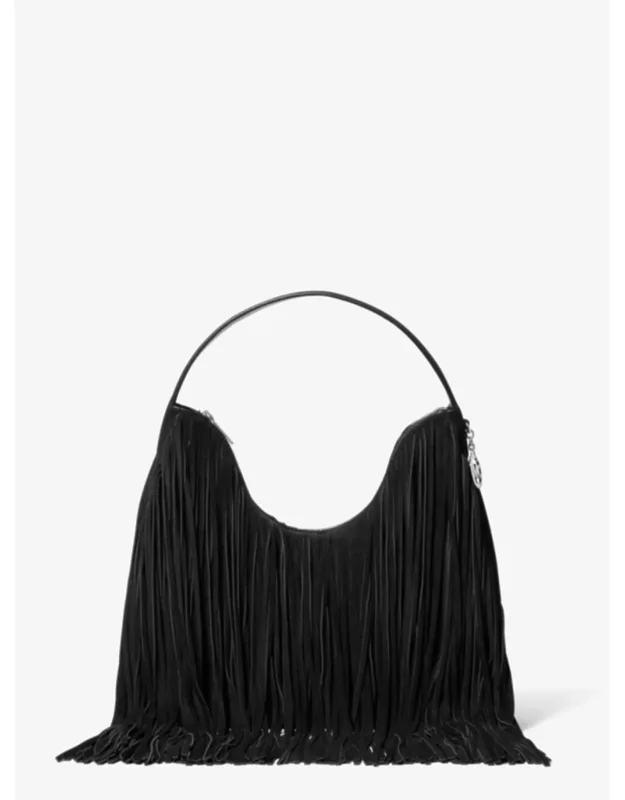 Nayla Medium Frayed Suede Hobo Shoulder Bag