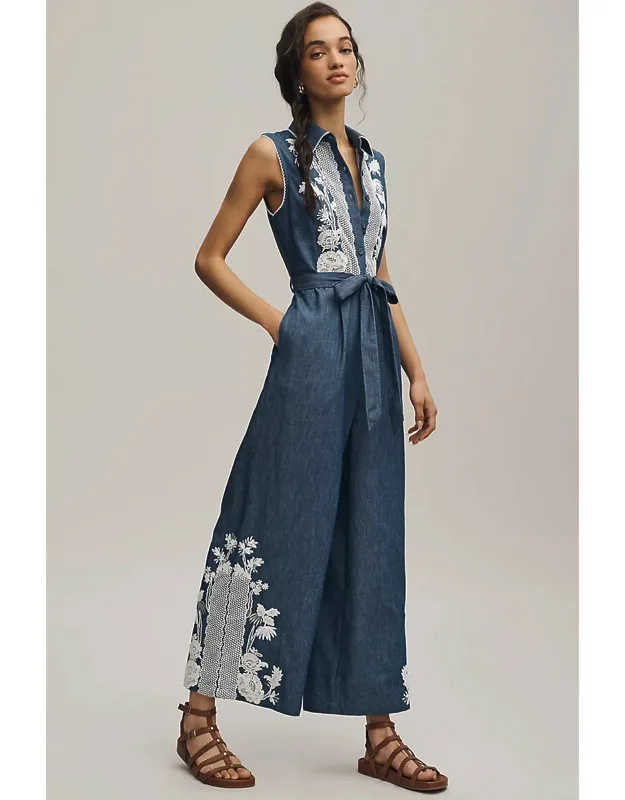 Lace Denim Jumpsuit