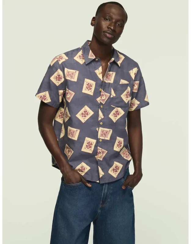 Short Sleeve Printed Camp Collar Shirt