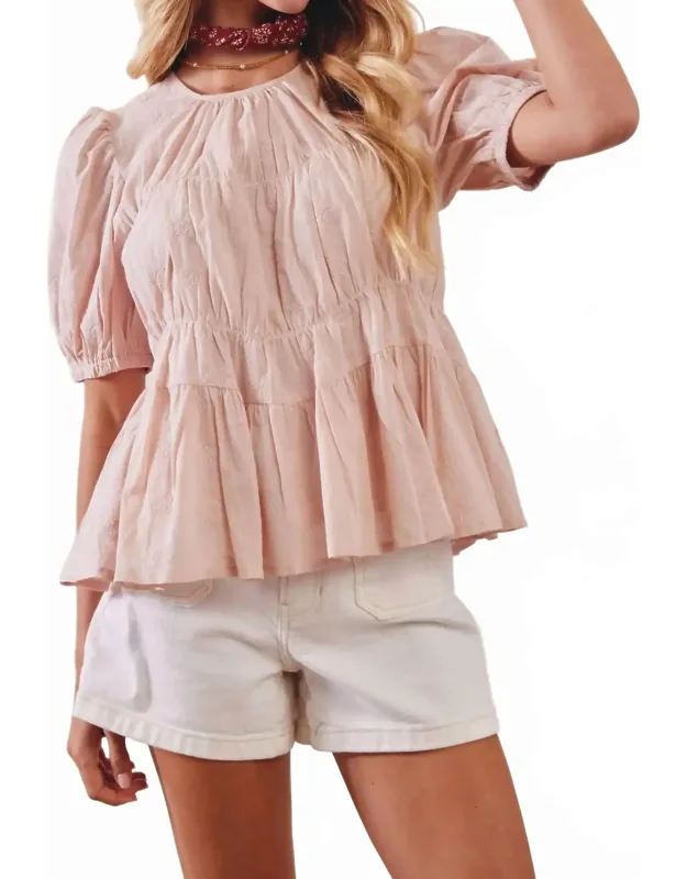 Embroidered Peplum Blouse