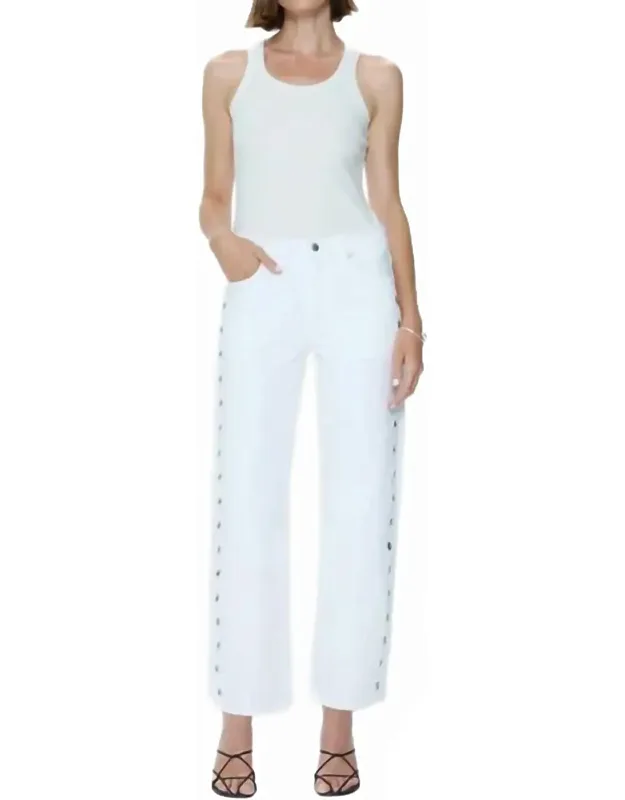 Mid Rise Bowed Straight Jeans