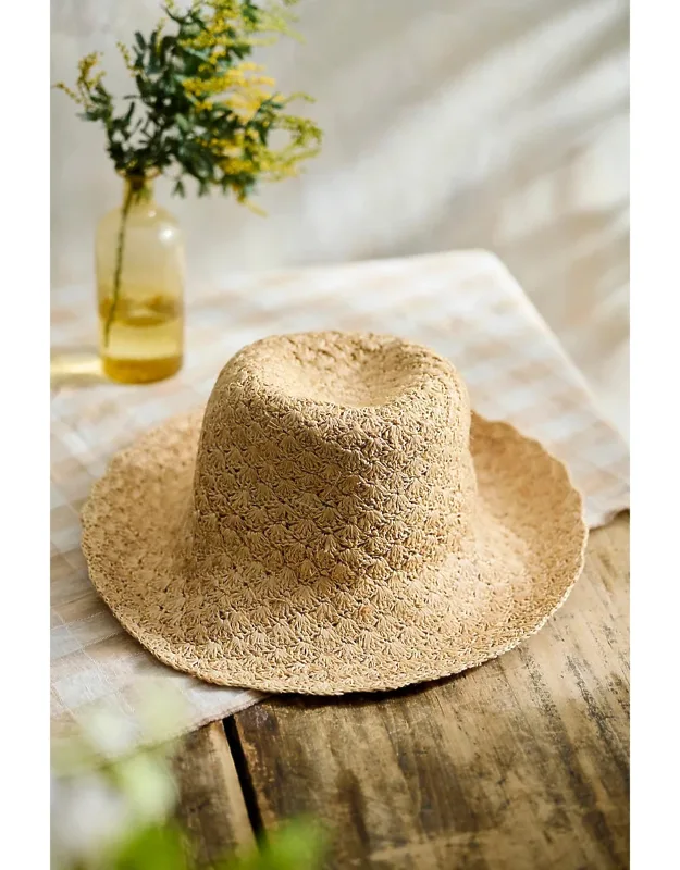 Scalloped Raffia Bucket Hat