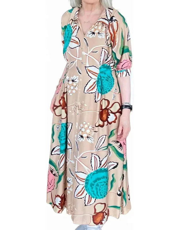 Pleat Waist Midi Dress