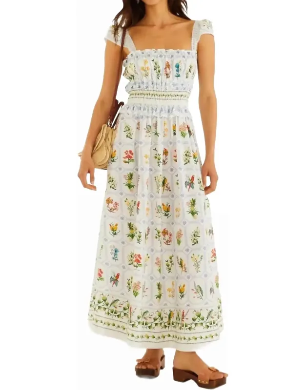 Tropical Porcelain Organic Cotton Maxi Dress