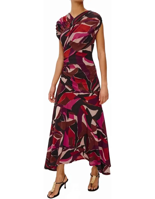 Vanya Maxi Dress In Paradise With Silhouette-enhancing Stretch Mesh And Cross-front Wrap-inspired Bodice