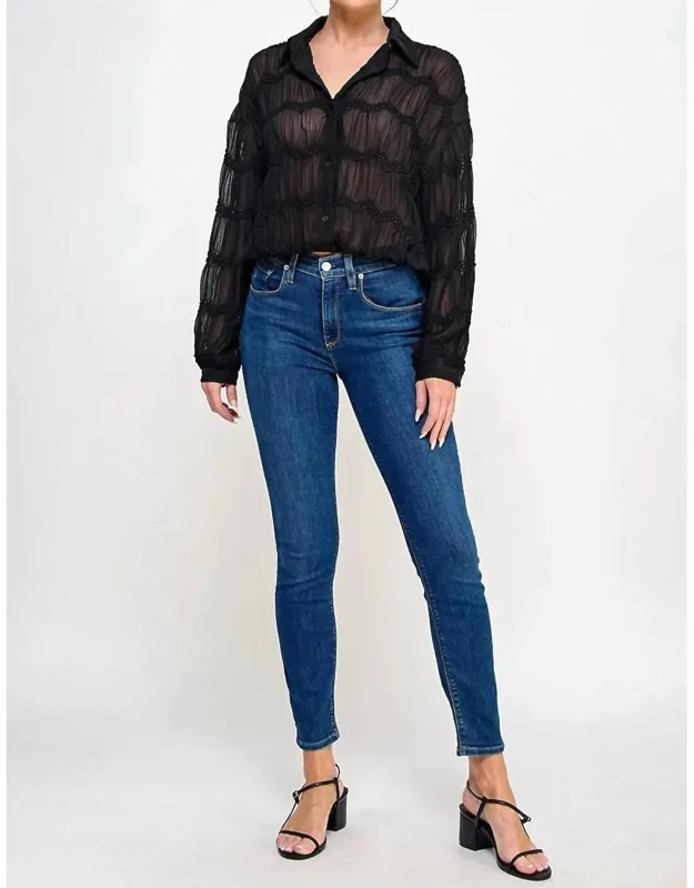 Sheer Button Front Blouse