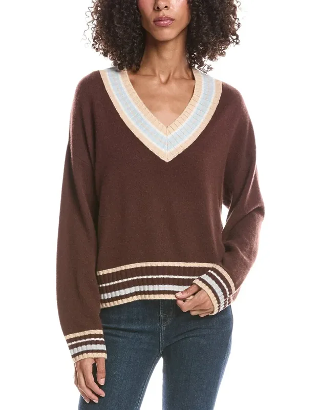 Stitchy Trim V-neck Sweater