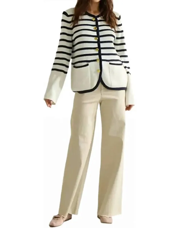 Sweater Cardigan In Striped