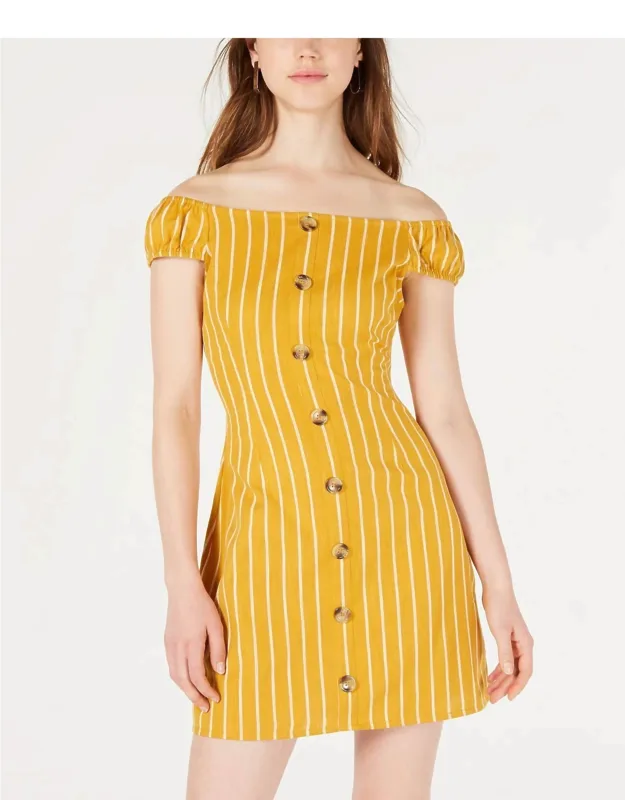 Striped Off The Shoulder Casual Dress