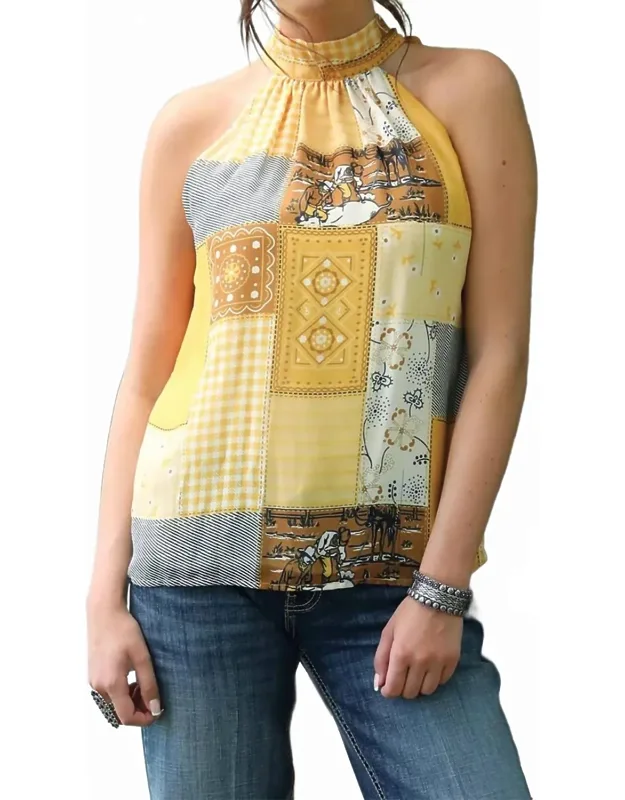 Quilt Print Halter Blouse