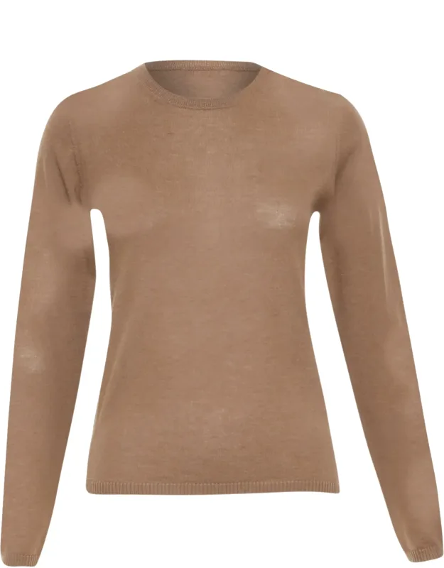 Lightweight Pure Cashmere Crew Neck Long Sleeve Sweater