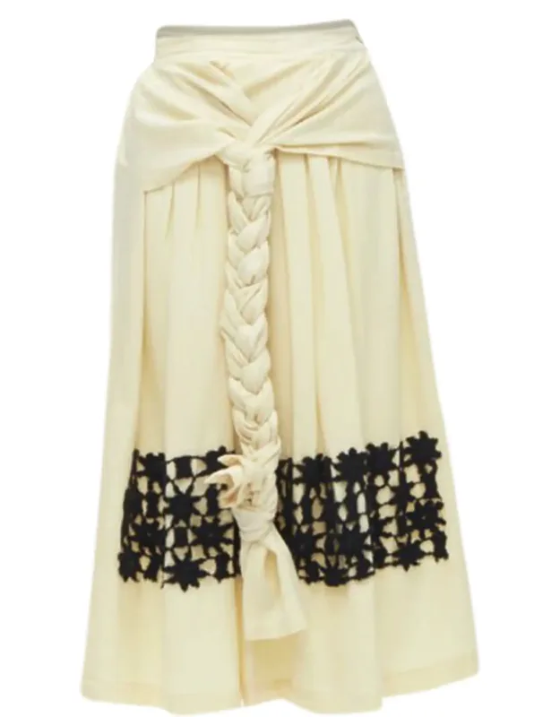 Wool Braid Lattice Embroidery Skirt