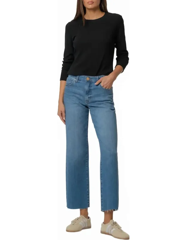 High Rise Wide Leg Raw Hem Jeans