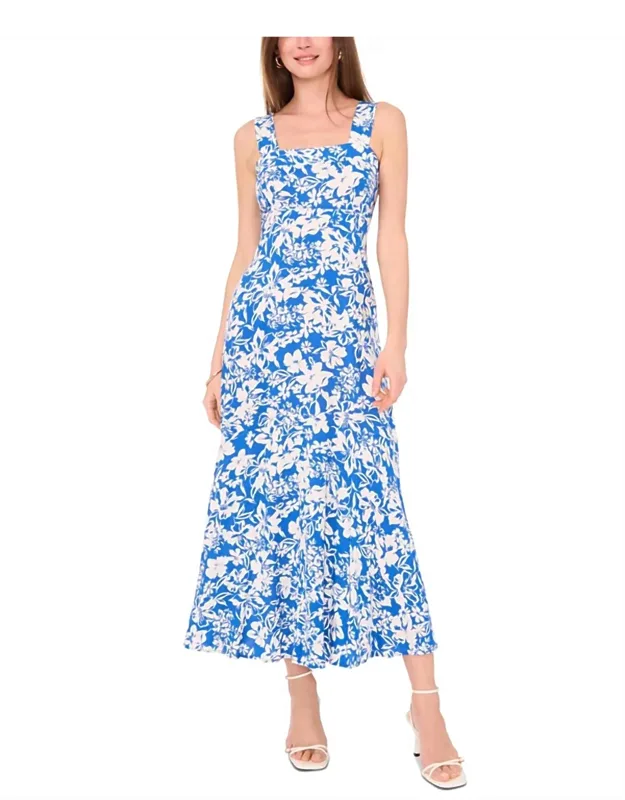 Floral Square Neckline Maxi Dress