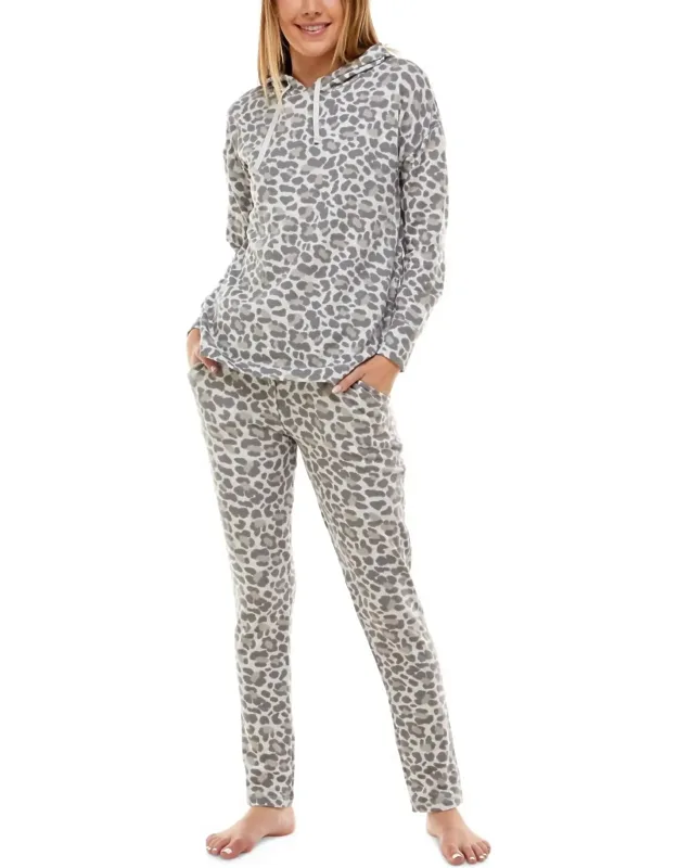Drop Shoulder Hoodie And Slim Leg Pants Lounge Set
