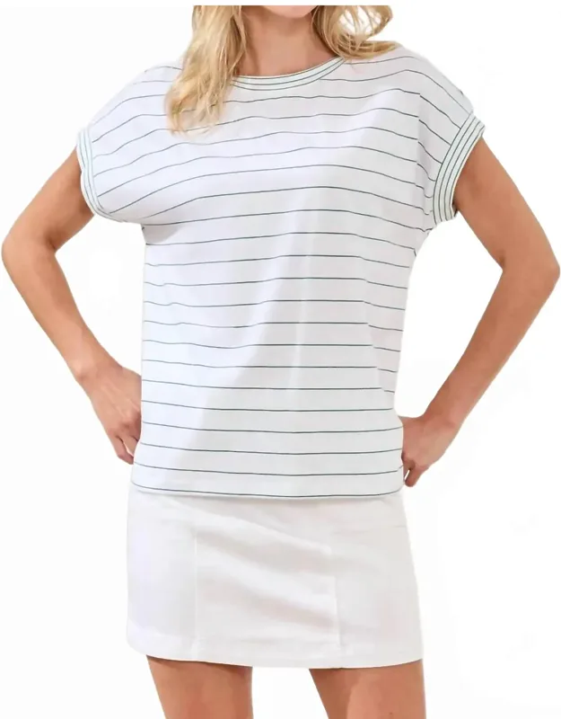 Stripe Cap Sleeve Top