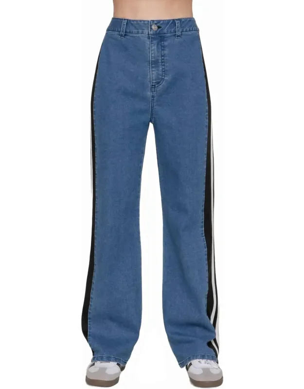 Side Contrast Straight Fit Denim Jeans