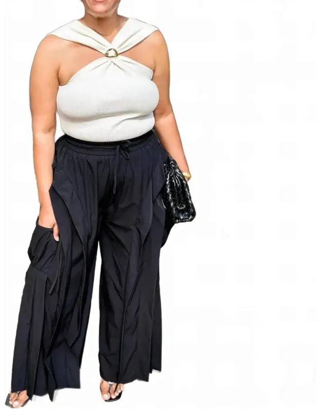 Ruffle Cargo Wide-leg Pants