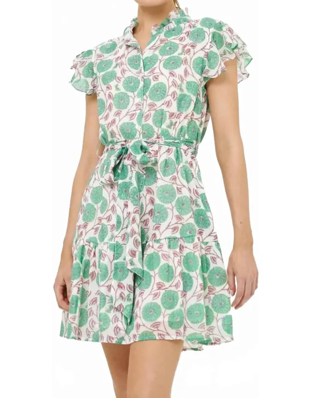 Ruffle Collar Button Mini Dress