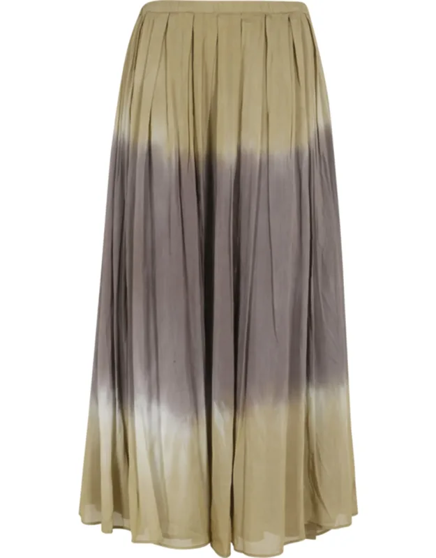 Pleated Cotton-blend Maxi Skirt