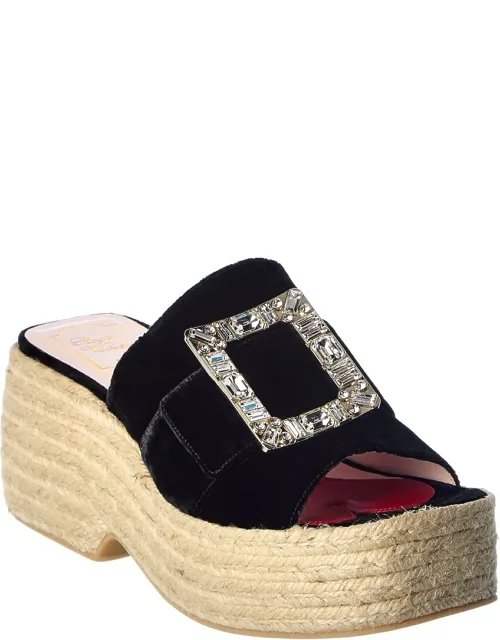 Strass Buckle Velvet Espadrilles
